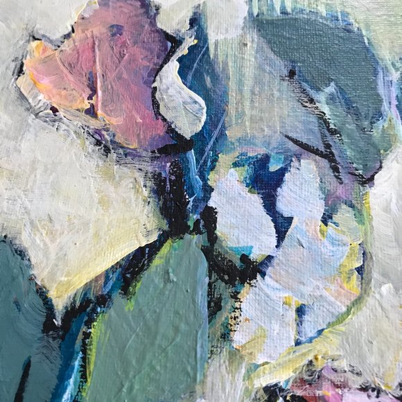 Original Painting on Canvas Flowers Abstract Signed Artwork Colorful - Picture 4 of 7